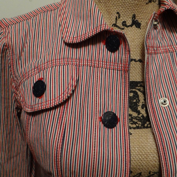 Marc Jacobs Red and Navy Blue Stripped Jacket - Picture 3 of 4